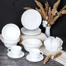 Столовый набор 25 предметов Тюльпан белый Смол с чайным набором / 13/LHK670 (WHITE) - Галеонтрейд фото 2