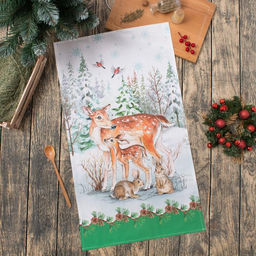 Полотенце Олени ТМ Этель: Новогодний лес, 40 67 см, 100 % хлопок, саржа, 190 г/м