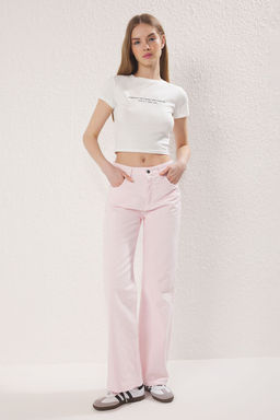 TRENDYOLMILLA Koyu Mavi Premium Yuksek Bel Wide Leg Jeans TWOSS25JE00089  фото 6