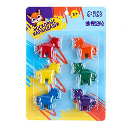 Восковые карандаши Единорог, набор 6 цветов