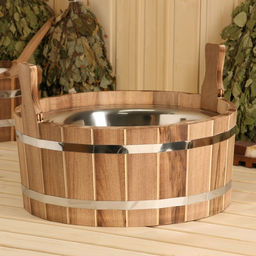 Шайка - таз для бани и сауны «Добрыня», 15 л, деревянная, нержавеющая вставка