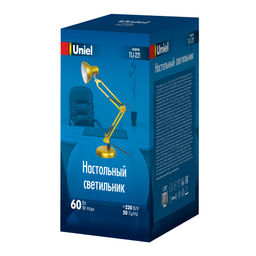 TLI-221 GOLD E27 Светильник настольный. Цоколь Е27. 60W. Механический выключатель. Золотой. ТМ Uniel