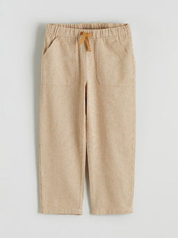 Beli Lastikli Keten G?r?n?ml? Erkek ?ocuk Pantolon