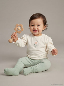 ?i?ek Bask?l? K?z Bebek Bluz ve Tayt