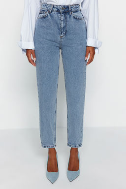 Siyah Yuksek Bel Mom Jeans TWOSS23JE00067 - Trendyolmilla фото 15