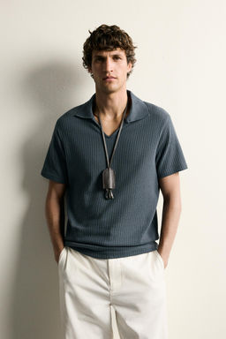 POLO REGULAR FIT ESTRUCTURA CALADOS / Plomo - Zara фото 2