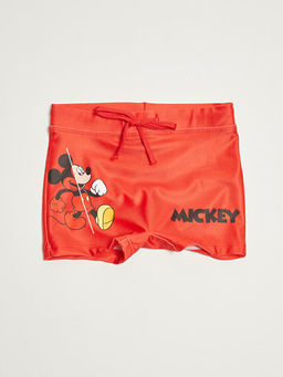 Mickey Mouse Bask?l? Esnek Kuma?tan Erkek Bebek Deniz ?ortu