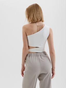 Топ с завязкой на талии женский MINAKU : Casual Collection, белый, размер 48