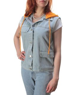 803 BLUE/BLACK Джинсовый жилет женский (100% хлопок) - Фабричный китай фото 23