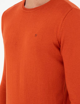 Turuncu Slim Fit Bisiklet Yaka Basic Triko Kazak - Pierre cardin фото 7
