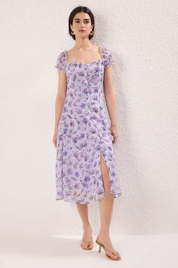 TRENDYOLMILLA Lacivert Cicekli Midi Dokuma Elbise TWOSS25EL00563  фото 2