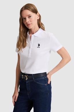 Kad_n Beyaz Polo Yaka Basic Ti__rt