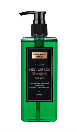 ORGANIC MEN Шампунь д/всех типов волос MEGAGREEN 250мл с дозат.зелен.