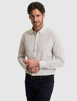 _a_la %100 Pamuk Keten G_r_n_ml_ Slim Fit Uzun Kollu G_mlek