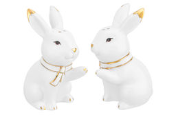 Набор д/специй 2 пр. 7*5,5*10 см Кролики белый с золотом