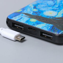 Набор маска для сна, наушники вакуумные и внешний аккумулятор 5000 mAh Ван Гог, 20,5 х 16,5 см - Like me фото 11