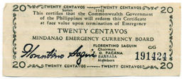 Банкнота 20 сентаво 1943 года Филиппины (Минданао, Администрация США)