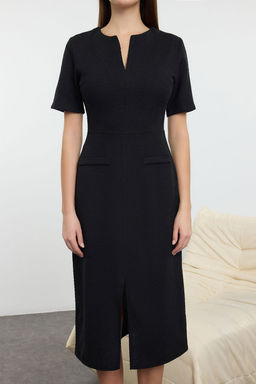 TRENDYOLMILLA Ekru Kusakl? A Kesim Tuvit Midi Dokuma Elbise TWOAW25EL00238  фото 10