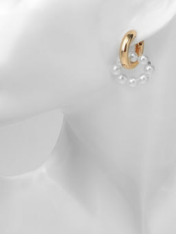 Серьги со съёмным элементом Трансформер цветок, цвет бело-синий в золоте