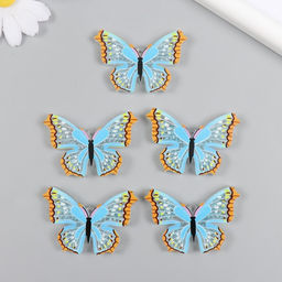 Цена за 5 шт. Шейкер для творчества акрил «Бабочка голубая с оранжевым», с бисером 0.5×5.1×3.3 см