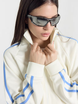 Толстовка женская светло-молочная с синими лампасами св.молочный +тихие воды 172103/1 - Mark formelle фото 4