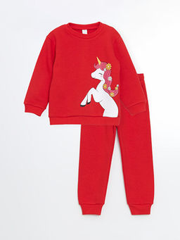 Bisiklet Yaka Bask?l? K?z Bebek E?ofman Tak?m