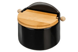 Банка для сыпучих продуктов 500 мл 15*10*11,1 см Черная + откидная бамбук.крышка, керамика - Elan gallery фото 4