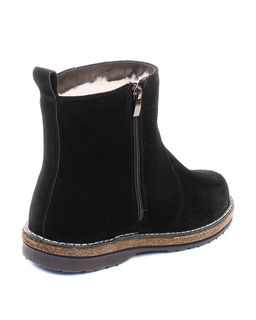 Ботинки женские на войлочной подошве, черные,замша, молния.