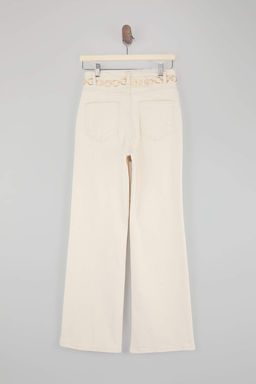 Ekru Zincir Kemer Detayl? Yuksek Bel Az Esnek Wide Leg Jeans TWOSS26JE00186 - Trendyolmilla фото 2