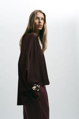 SATIN BLOUSE WITH CAPE SLEEVES - Zara фото 11