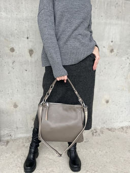 Женская кожаная сумка хобо 8919-9 Хаки - Sergio valentini фото 7