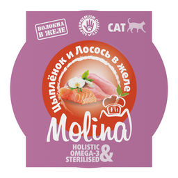 MOLINA. Ламистер для взрослых кошек. Цыпленок и лосось в желе, 75 г, 1061199