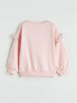 Bisiklet Yaka F?rf?rl? Bask?l? K?z ?ocuk Sweatshirt