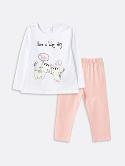 Bisiklet Yaka Bask?l? K?z Bebek Pijama Tak?m?