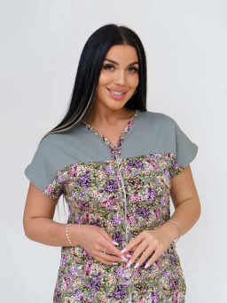 Халат женский, цвет зеленый розовый фиолетовый оранжевый - Барболета фото 3