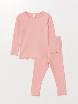 Bisiklet Yaka Uzun Kollu Basic K?z Bebek Pijama Tak?m?