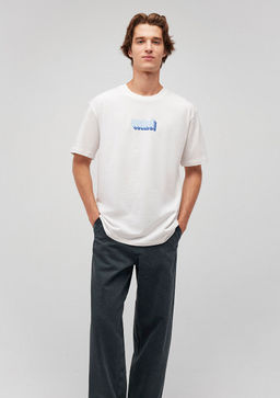 Mavi Logo Bask?l? Beyaz Tisort