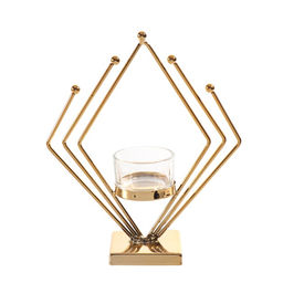 Подсвечник на 1 свечу «Золотой ромб», металл, стекло, d=4.5 см, 6×16×19 см