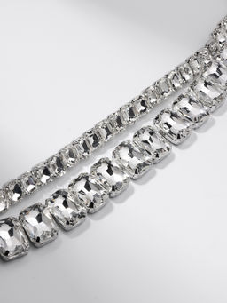 Чокер-колье Сияние дуэт, цвет белый в серебре, 36 см