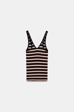 TOP TIRANTES RAYAS / marron/blanco - Zara фото 7