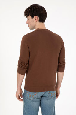 Мужской коричневый базовый трикотажный кардиган Неожиданная скидка в корзине - U.s. polo assn фото 5