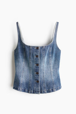 Top en denim con botonadura frontal