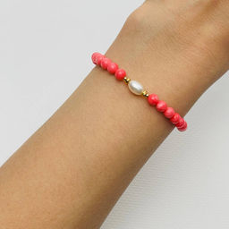 Браслет из розового Коралла и Жемчуга - Радуга самоцветов фото 2