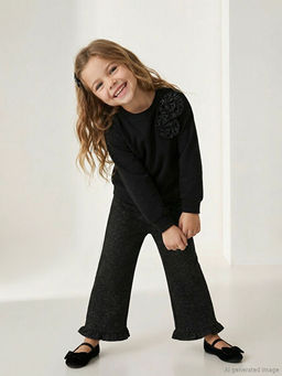 Bisiklet Yaka Ta?l? K?z ?ocuk Sweatshirt