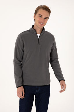 Erkek Gri Basic Sweatshirt Sepette S_rpriz _ndirim