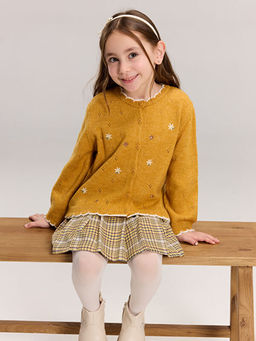 Bisiklet Yaka ?i?ekli K?z ?ocuk Triko H?rka