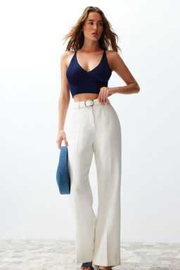 Lacivert Super Crop S?rt Detayl? Ince Bluz TWOSS22BZ0760