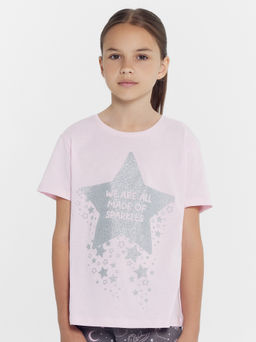 Комплект для девочек (футболка, брюки) розово-серая с созвездиями - Mark formelle фото 4