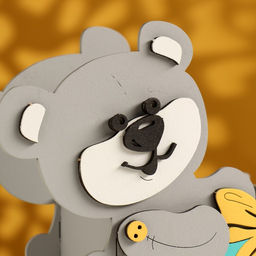 Подарочная упаковка Мишка с подарком 17х8х16 см серый пастель-тиффани - Дарим красиво фото 4