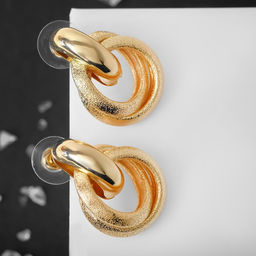 Серьги металл Фьюче круги плетения, цвет золото - Qf фото 2